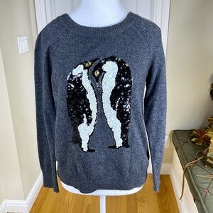 H&M Sweater Penguins Sequins Holiday Ugly Christmas (S)